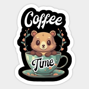 Coffee Time With A Bear Sticker